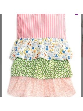 Matilda Jane Rows of Ruffles -Full Size Bed Skirt Dust Ruffle Pink Green Blue